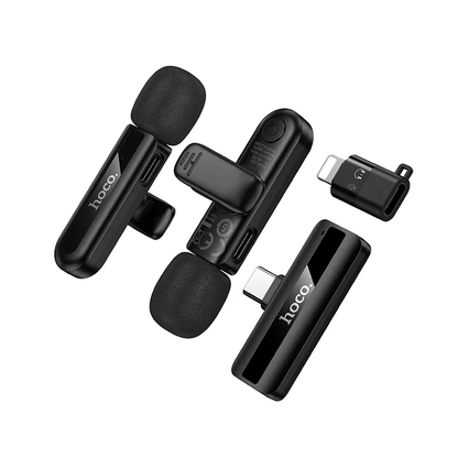 Lavaliera HOCO L20A, USB-C / Lightning, Set 2 kosa, Črna