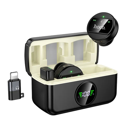 Lavalier mikrofon HOCO L22, USB-C / Lightning, Set 2 kosa, Črn