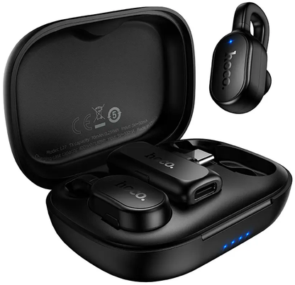Lavaliera HOCO L27, USB-C, Set 2 kosa, Črna