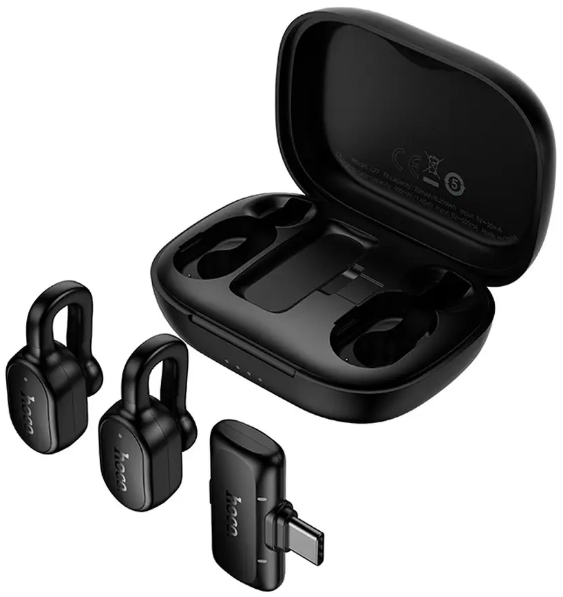 Lavaliera HOCO L27, USB-C, Set 2 kosa, Črna