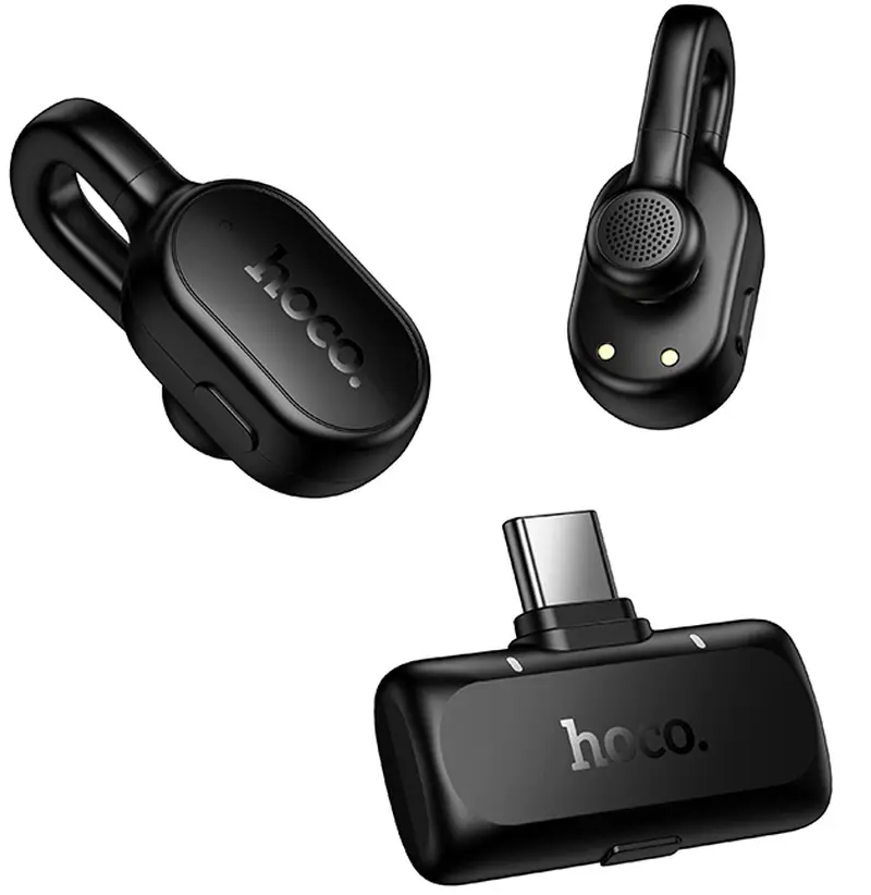 Lavaliera HOCO L27, USB-C, Set 2 kosa, Črna
