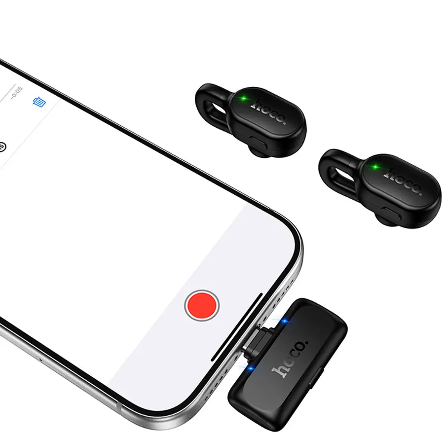 Lavaliera HOCO L27, USB-C, Set 2 kosa, Črna