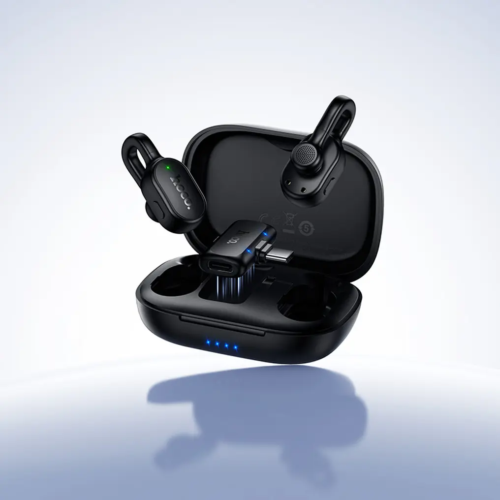 Lavaliera HOCO L27, USB-C, Set 2 kosa, Črna