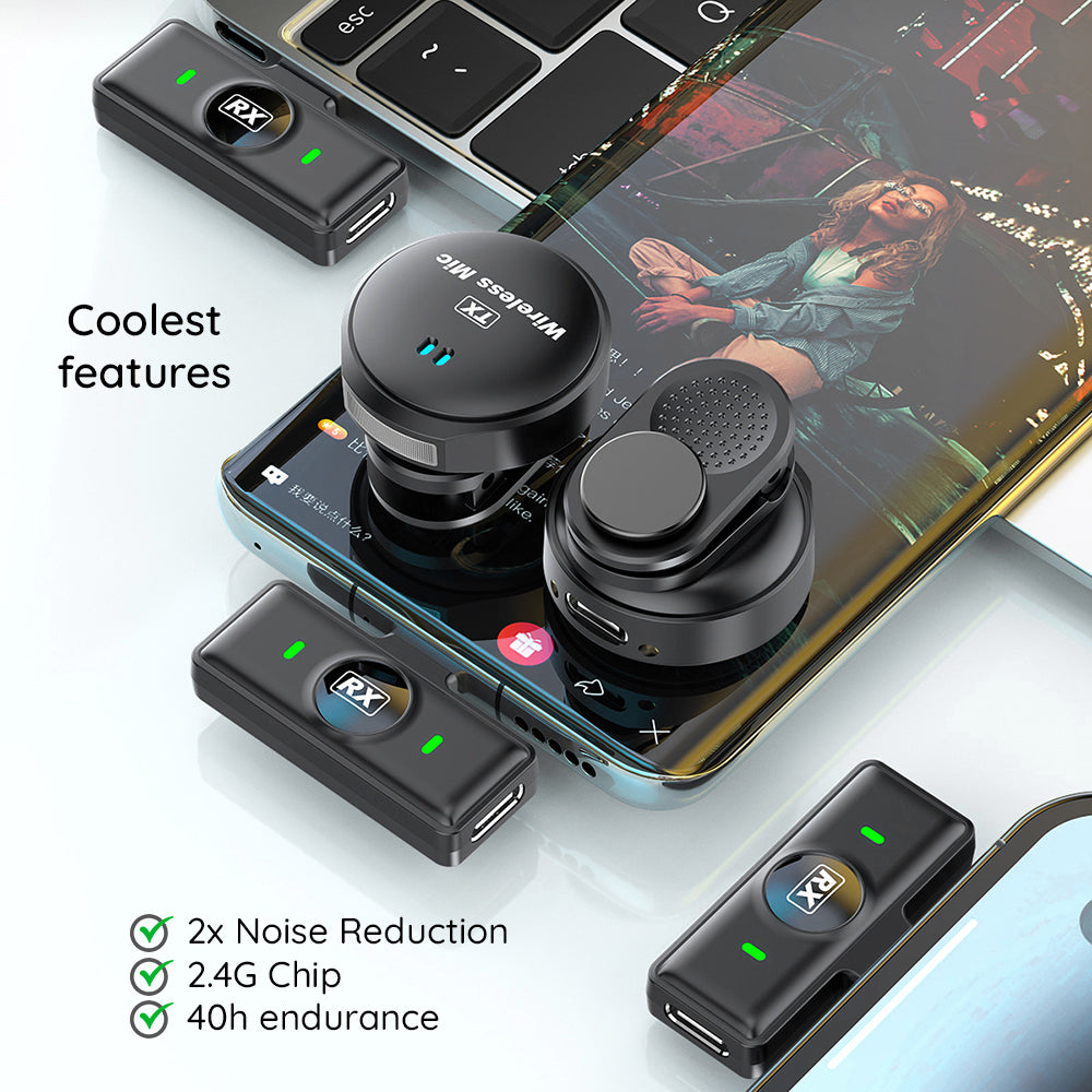 Techsuit LW5 Lavalier, USB-C, Set of 2 pieces, Black