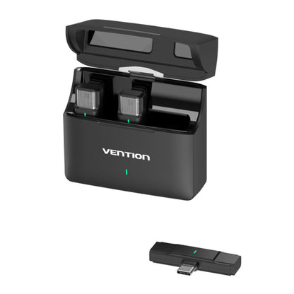 Lavaliera Vention Clip-On, USB-C, Set 2 kosa, Črna