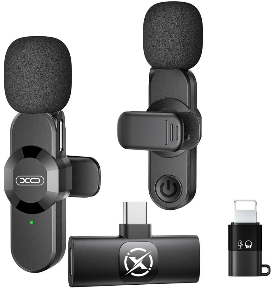Lavaliera XO Design MC14 Dual, USB-C / Lightning, Set 2 kosov, Črna