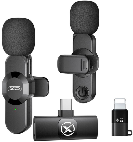 Lavaliera XO Design MC14 Dual, USB-C / Lightning, Set 2 kosov, Črna