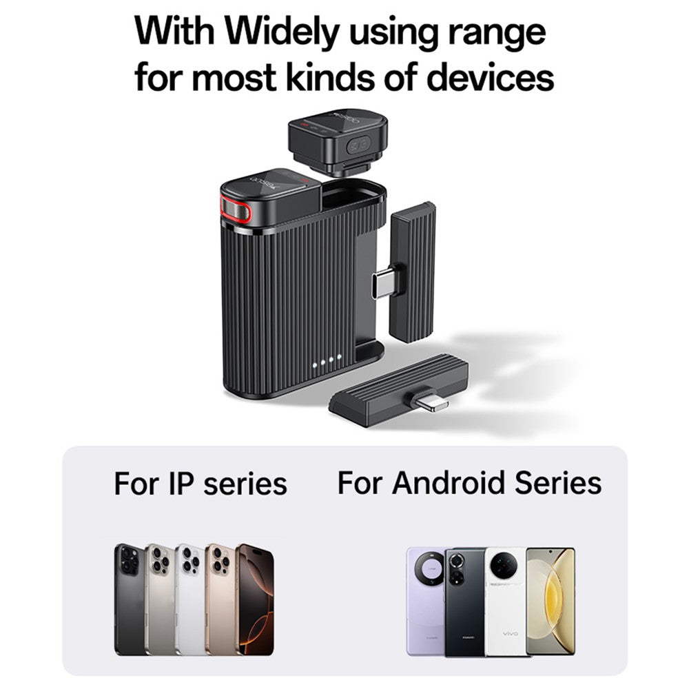 Lavalier Yesido KR19, USB-C / Lightning, Set 2 kosa, Črna