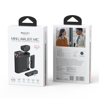 Lavalier Yesido KR19, USB-C / Lightning, Set 2 kosa, Črna