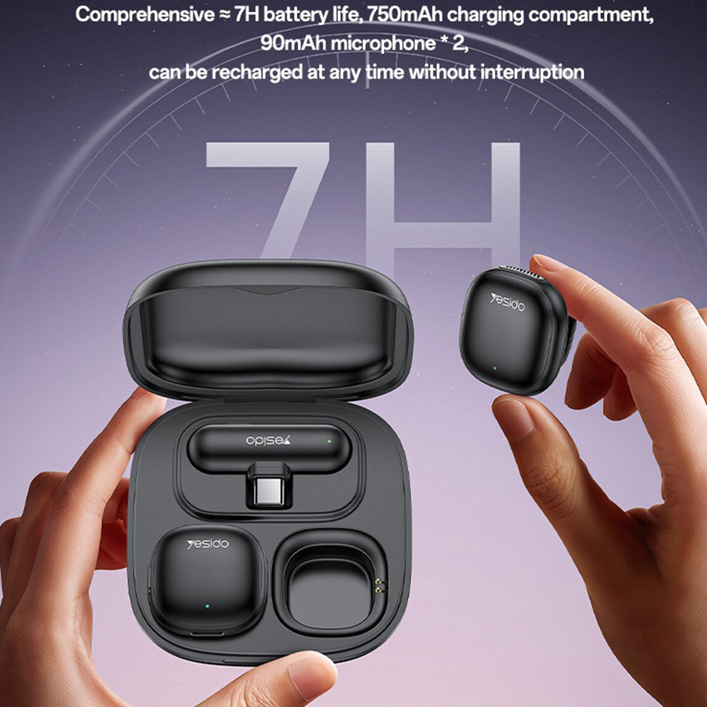 Lavaliera Yesido KR21, USB-C, Set 2 kosa, Črna