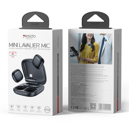 Lavaliera Yesido KR21, USB-C, Set 2 kosa, Črna