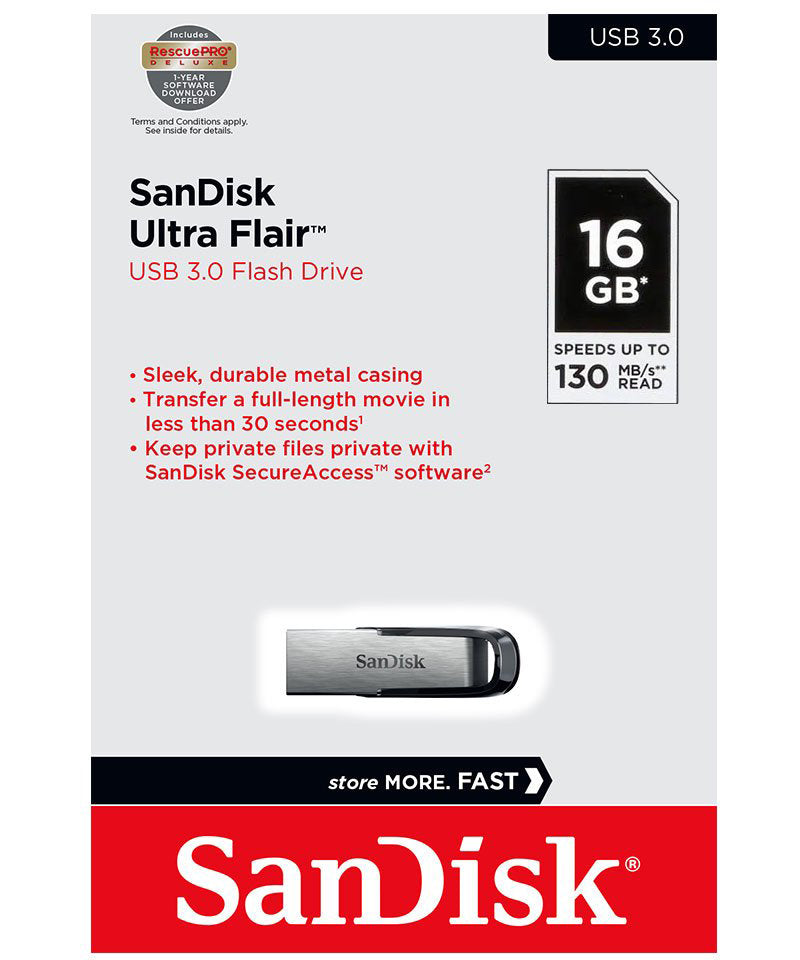 Zunanji pomnilnik USB-A 3.0 SanDisk Ultra Flair, 16Gb SDCZ73-016G-G46