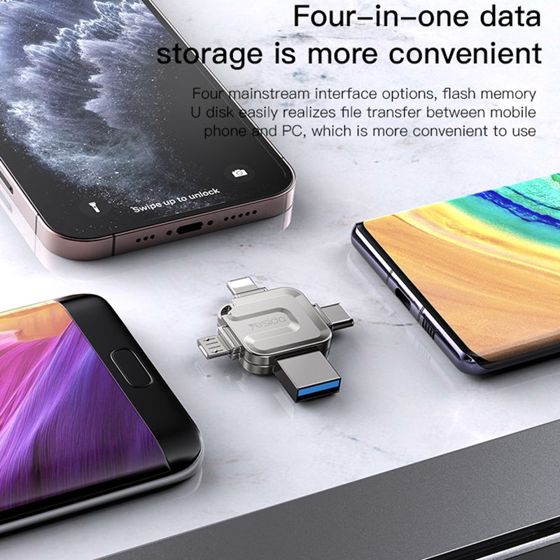 Zunanji pomnilnik USB-A 3.0 / Lightning / USB-C / microUSB Yesido FL15, 16Gb