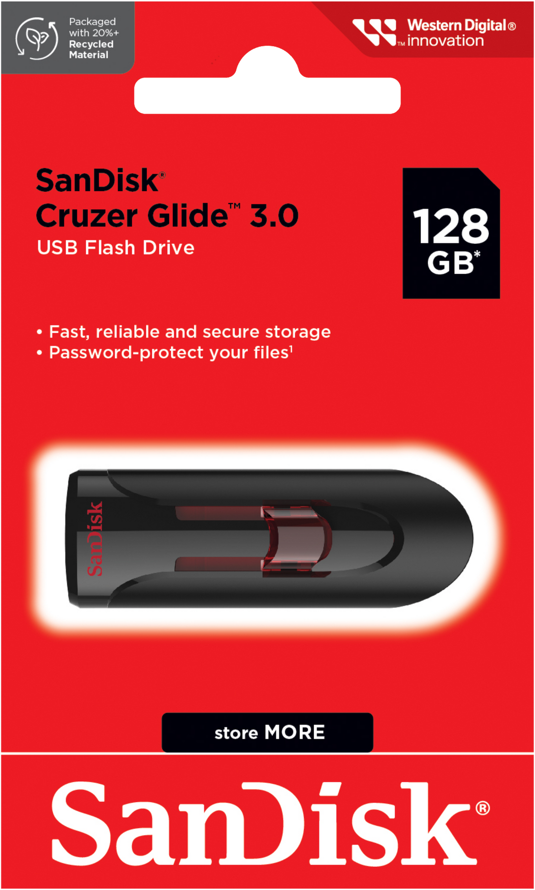 Zunanji pomnilnik USB-A 3.0 SanDisk Cruzer Glide, 128Gb SDCZ600-128G-G35