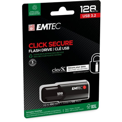 Zunanji pomnilnik USB-A 3.2 Emtec B120 Click Secure, 128Gb ECMMD128GB123