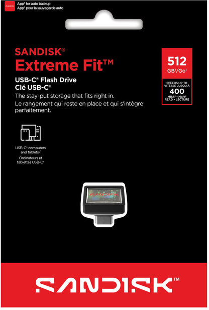 SanDisk Extreme Fit USB-C External Memory, 512Gb SDCZ530-512G-G46
