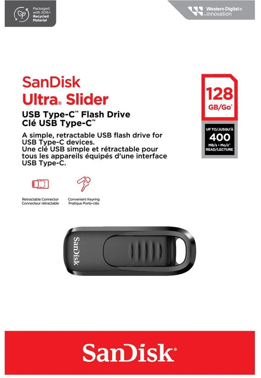 Zunanji pomnilnik USB-C SanDisk Ultra Slider, 128Gb SDCZ480-128G-G46