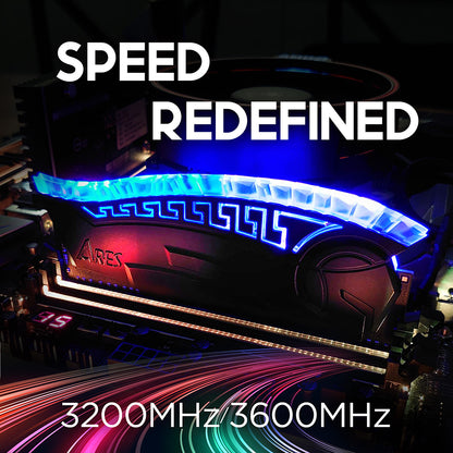 Spomin RAM Dato Ares Armor, DDR4, RGB, 8GB, 3600Mhz, CL18, Črna AMRGB1G88G36K