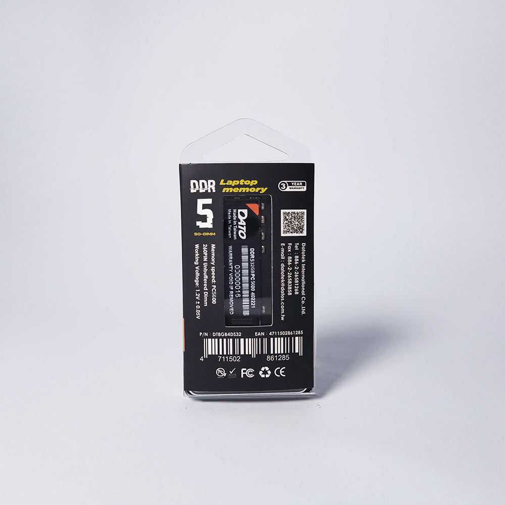 Pomnilnik RAM Dato, DDR5, 8GB, 5600Mhz, Črna DT8G5DS56