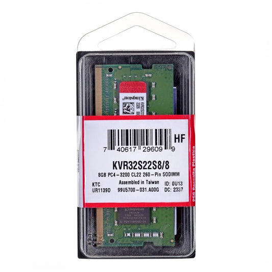 Pomnilnik RAM Kingston ValueRAM, DDR4 SODIMM, 8GB, 3200MHz KVR32S22S8/8