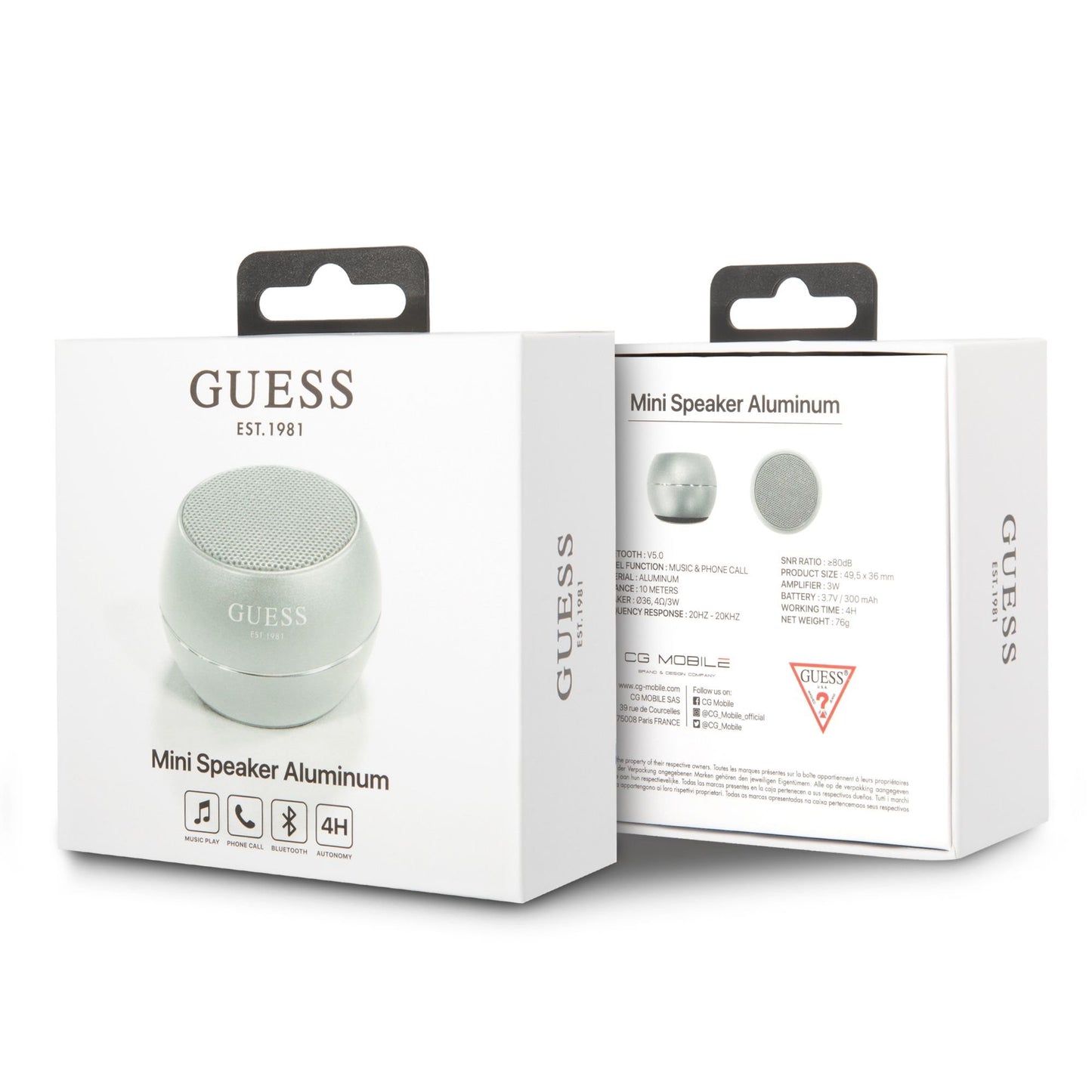 Prenosni Bluetooth zvočnik Guess, 3W, Srebrn