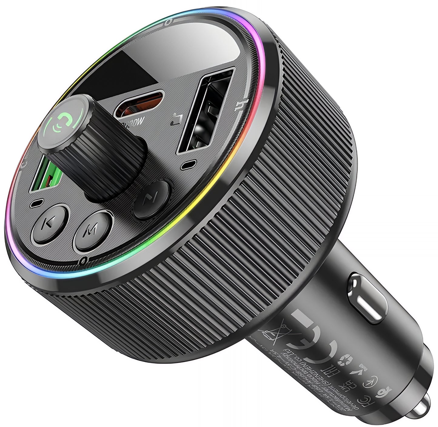 FM Bluetooth modulator HOCO E82, 2 x USB-A - 1 x USB-C