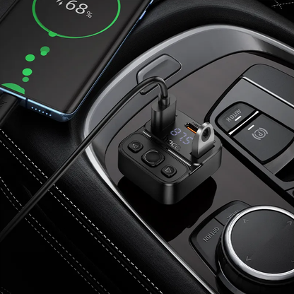 FM Bluetooth modulator HOCO E87, 2 x USB-A - 1 x USB-C