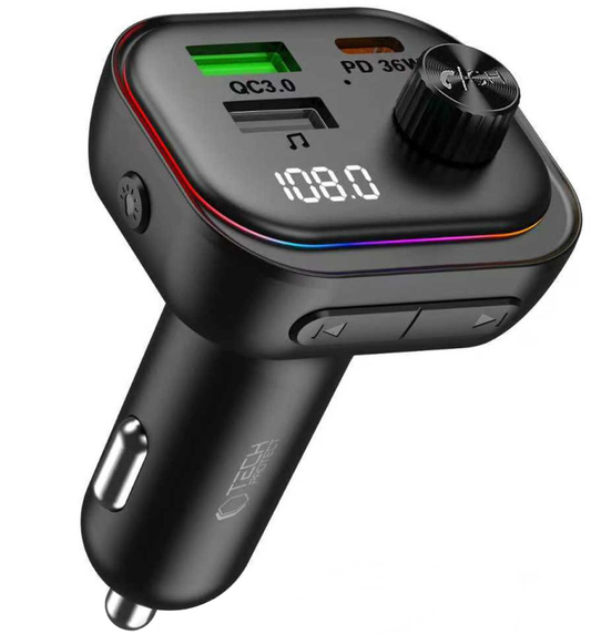 FM Bluetooth modulator Tech-Protect CC07, 2 x USB-A - 1 x USB-C