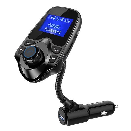 FM Bluetooth modulator Techsuit MFM4, 1 x USB-A - 1 x 3,5 mm - 1 x microSD, črn