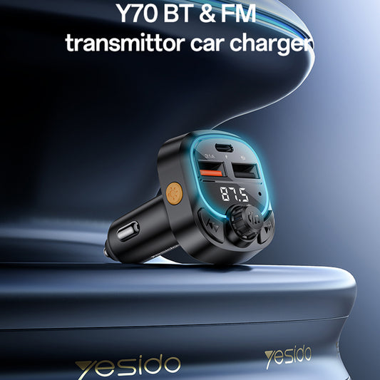 FM modulator Bluetooth Yesido Y70, 2 x USB-A - 1 x USB-C