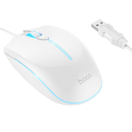 Gaming miška z žično povezavo USB HOCO GM37, RGB, 2400DPI, bela