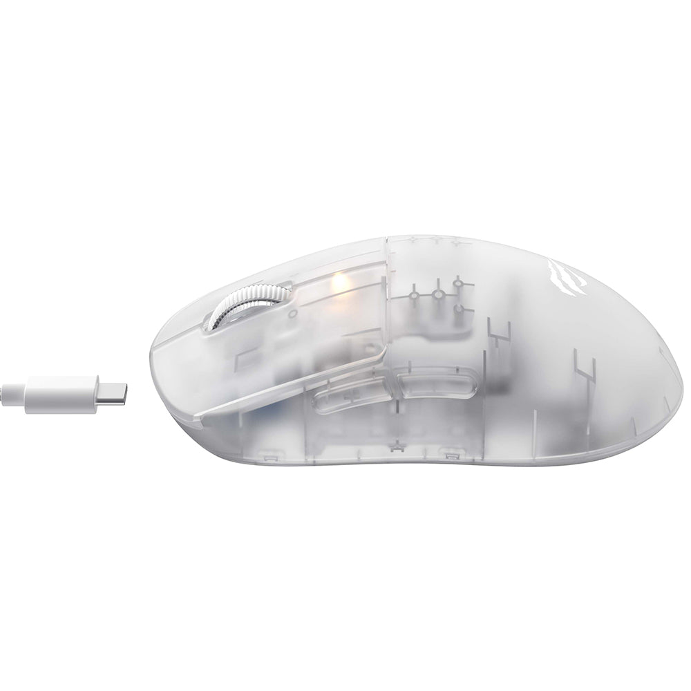 Brezžična igralna miška HAVIT MS970WB Pro, 800DPI - 12000mAh, Prozorno bela