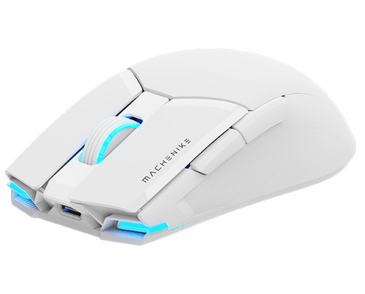 Brezžična igralna miška Machenike M7 Pro, 1000DPI - 26000DPI, RGB, bela