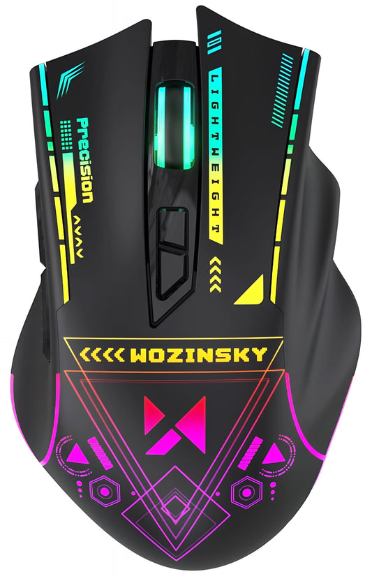 Brezžična igralna miška WZK WMGB-3200, 3200DPI, RGB, črna