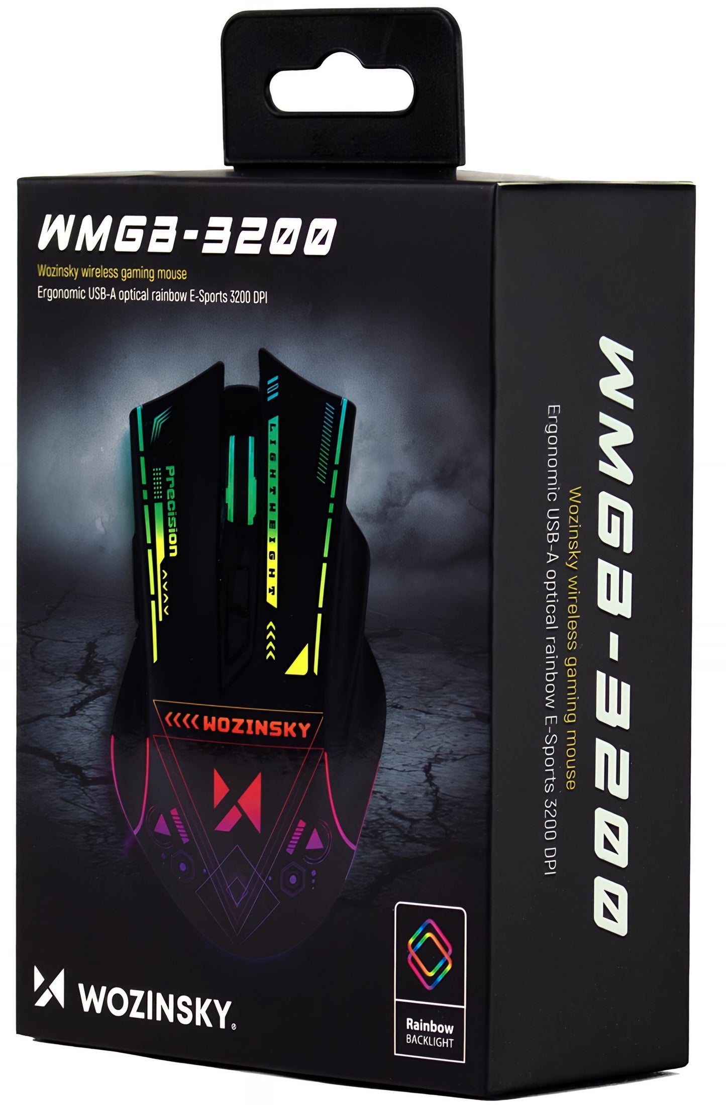 Brezžična igralna miška WZK WMGB-3200, 3200DPI, RGB, črna
