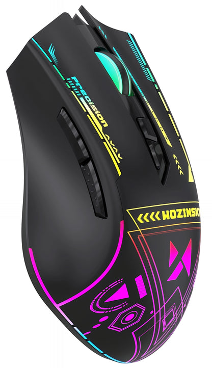 Brezžična igralna miška WZK WMGB-3200, 3200DPI, RGB, črna