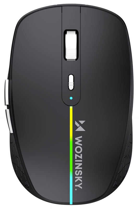 Brezžična igralna miška WZK WMGK-1132, 1600DPI, RGB, BT / Wi-Fi, Črna