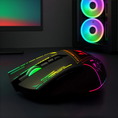 Brezžična igralna miška WZK WMGB-3200, 3200DPI, RGB, črna
