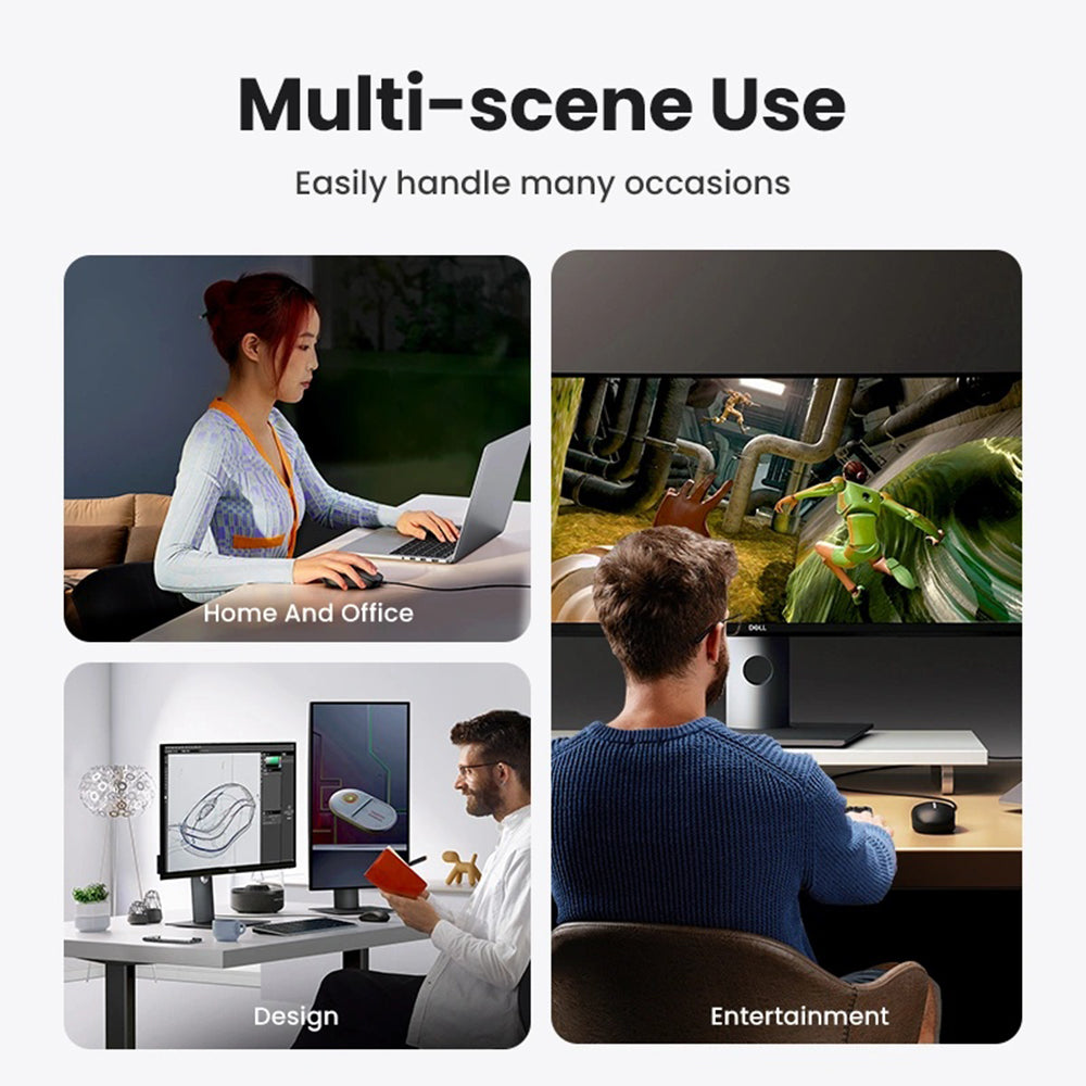 Miška Wired USB UGREEN MU007, 1200DPI, 1.5m, Črna