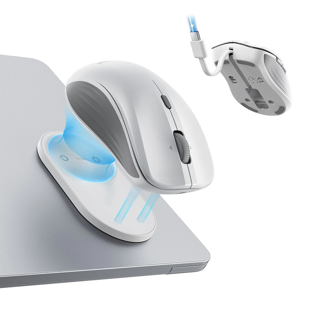ESR MagMouse Wireless Mouse, 800DPI - 4800DPI, BT / Wi-Fi, White