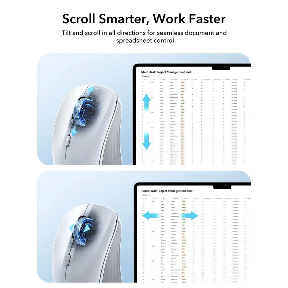 Brezžična miška ESR MagMouse, 800DPI - 4800DPI, Bela
