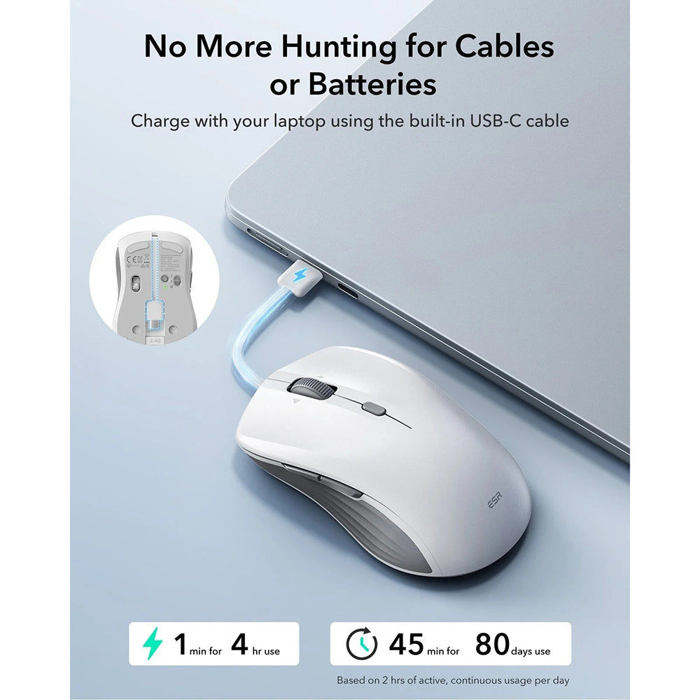 Brezžična miška ESR MagMouse, 800DPI - 4800DPI, Bela