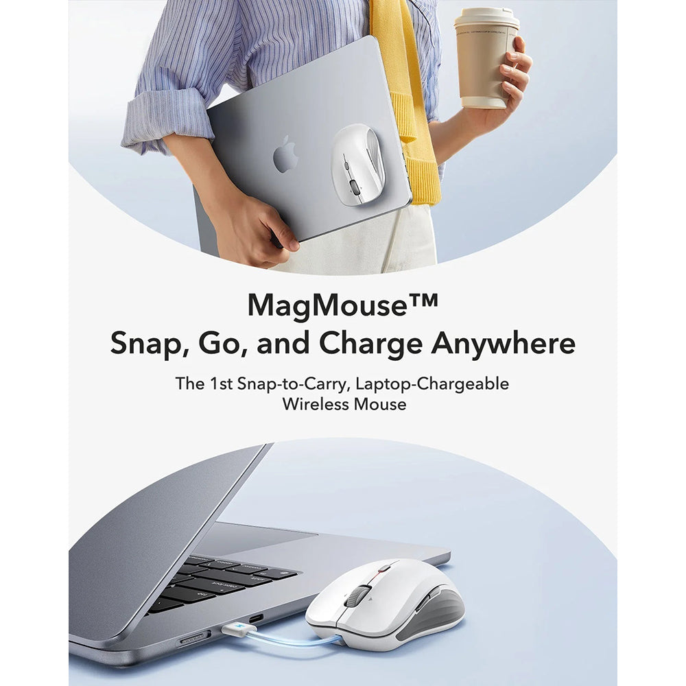 Brezžična miška ESR MagMouse, 800DPI - 4800DPI, Siva