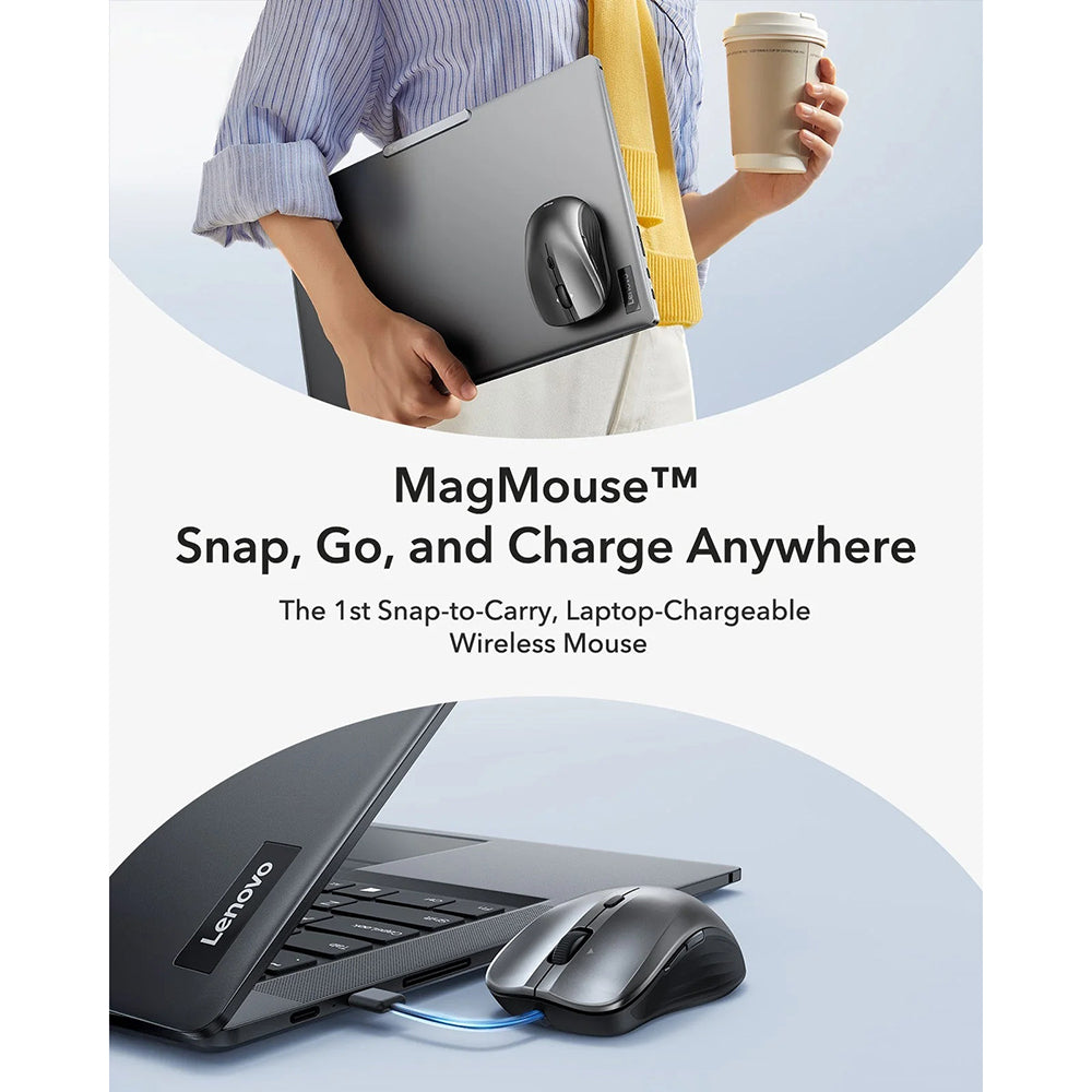 Brezžična miška ESR MagMouse, 800DPI - 4800DPI, Siva