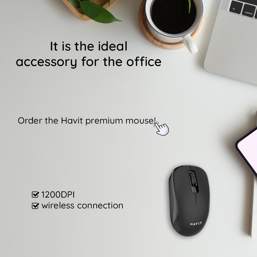 Brezžična miška HAVIT MS626GT, 1200DPI, črno siva