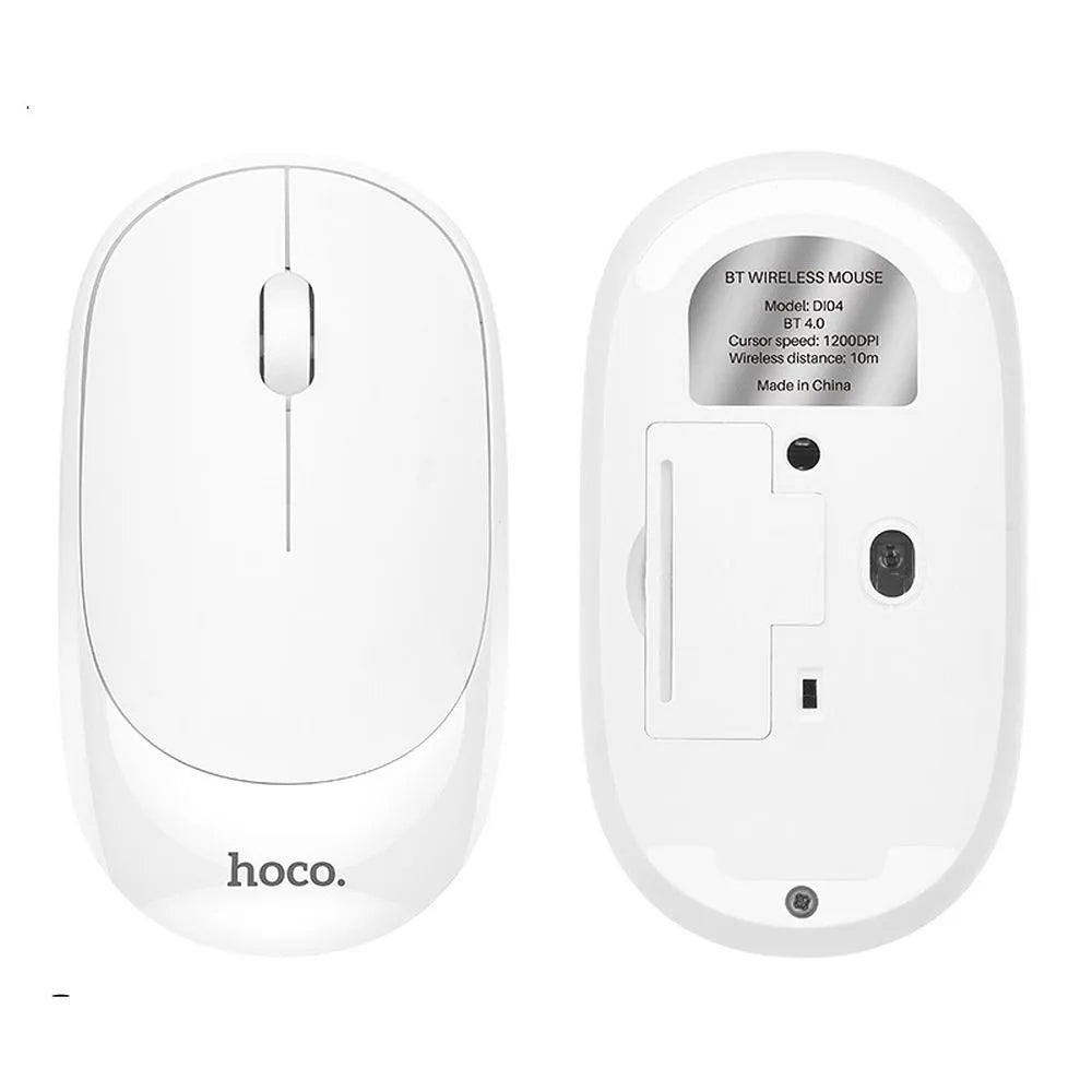 Brezžična miška HOCO DI04, 1200DPI, BT / Wi-Fi, Bela