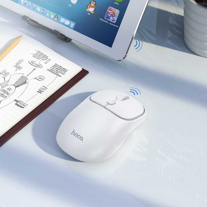 Brezžična miška HOCO GM25, 1600DPI, BT / Wi-Fi, Bela
