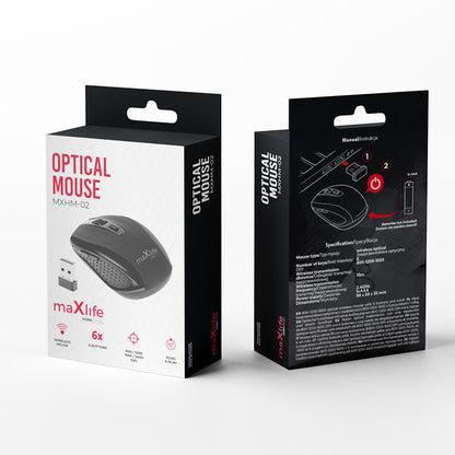 Brezžična miška MaXlife MXHM-02, 1600DPI, Črna