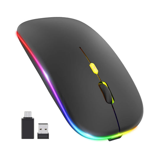 Brezžična miška Techsuit M1, RGB, 1600DPI, BT / Wi-Fi, Črna