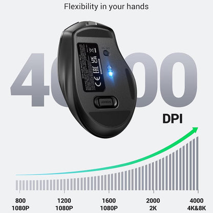 Brezžična miška UGREEN MU006S (85082), 4000DPI, BT / Wi-Fi, Siva